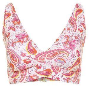TIME & TRU Womens Plus 3X 24W-26W Paint Me Paisley Plunge Bikini TOP NWT
